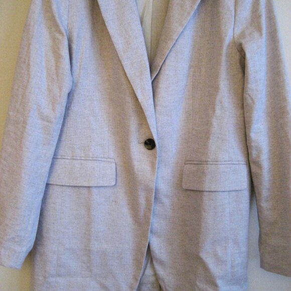 Banana Republic Long Linen Blazer Jacket, Size 6, Medium, Tan Beige, #311217 - Picture 4 of 9